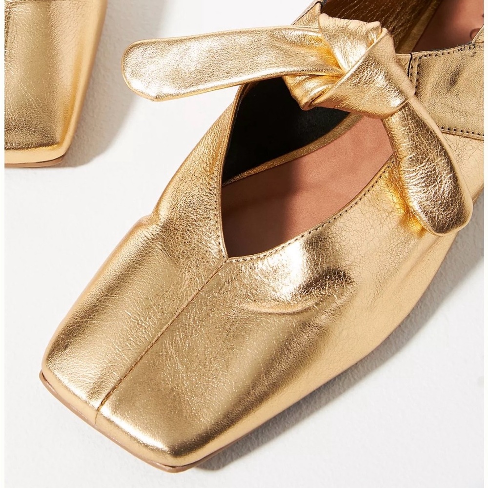 Vicenza ( Anthropologie ) Bow Mary Jane Flats -Gold - Picture 3 of 8